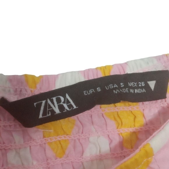 Zara Women's Floral Geometric Poplin Bodysuit with Puff Sleeves Sz Small - Picture 7 of 7